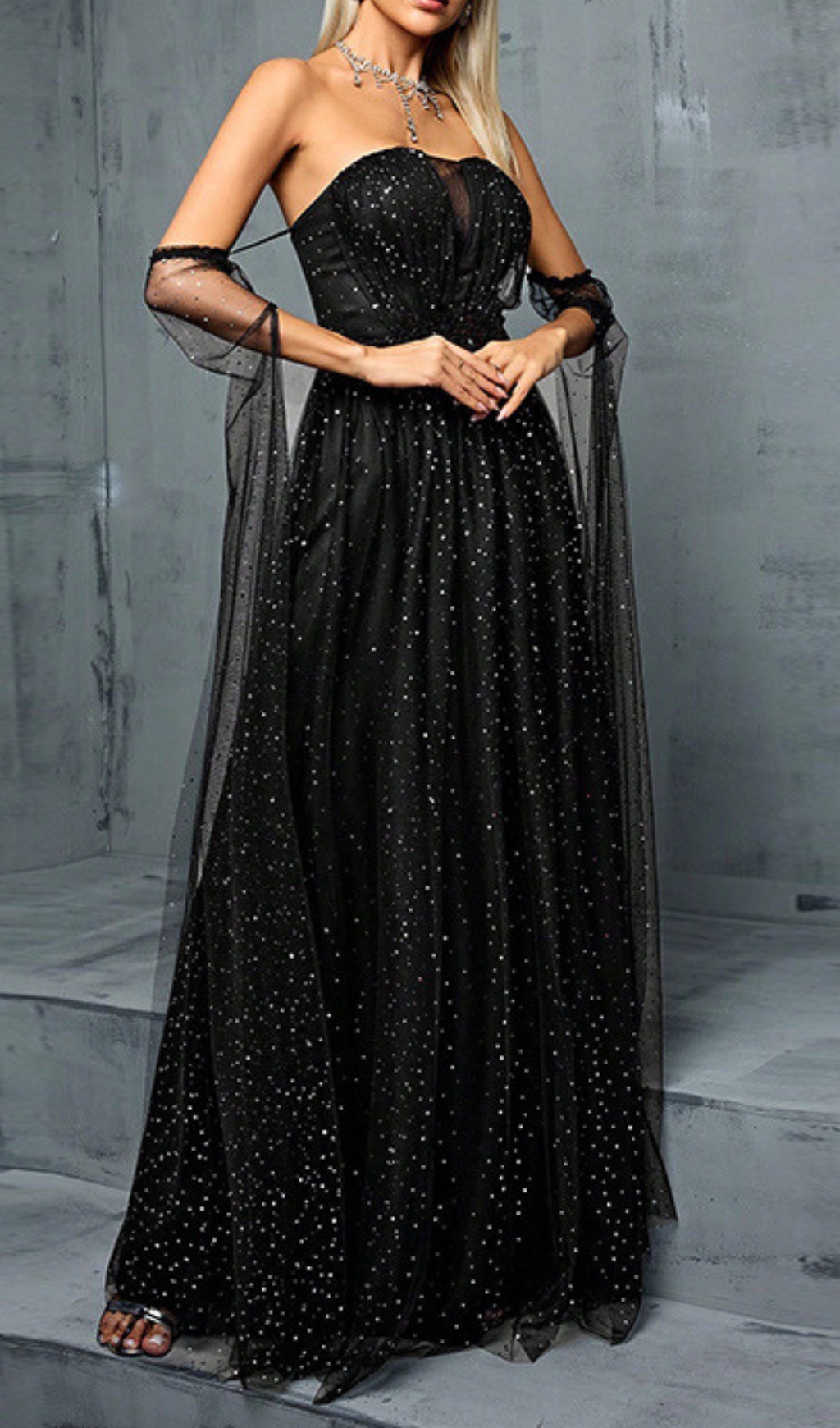 bba406ec20a00457367883d8e5894af6.jpg Fashionslee Women Darya Black Sequin Slit Maxi Dress