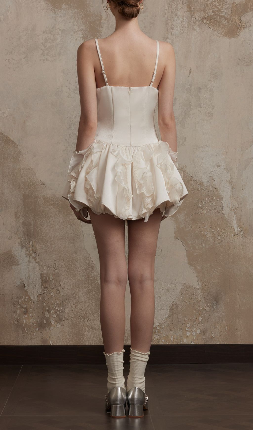 Fashionslee Women Flossie White Strappy Ruffle Mini Dress