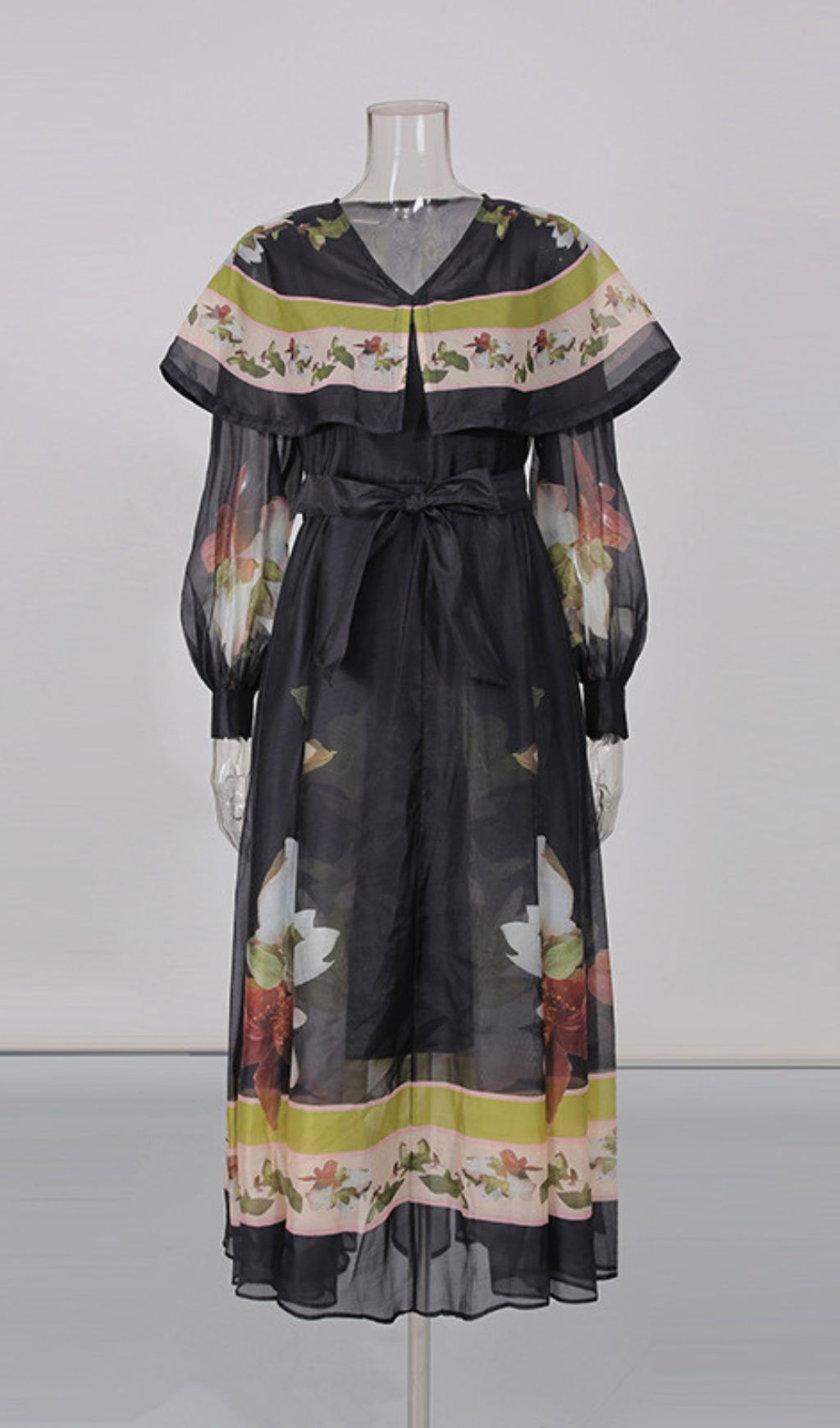 Fashionslee Women Ivi Black Printed Long Sleeve Midi Dress