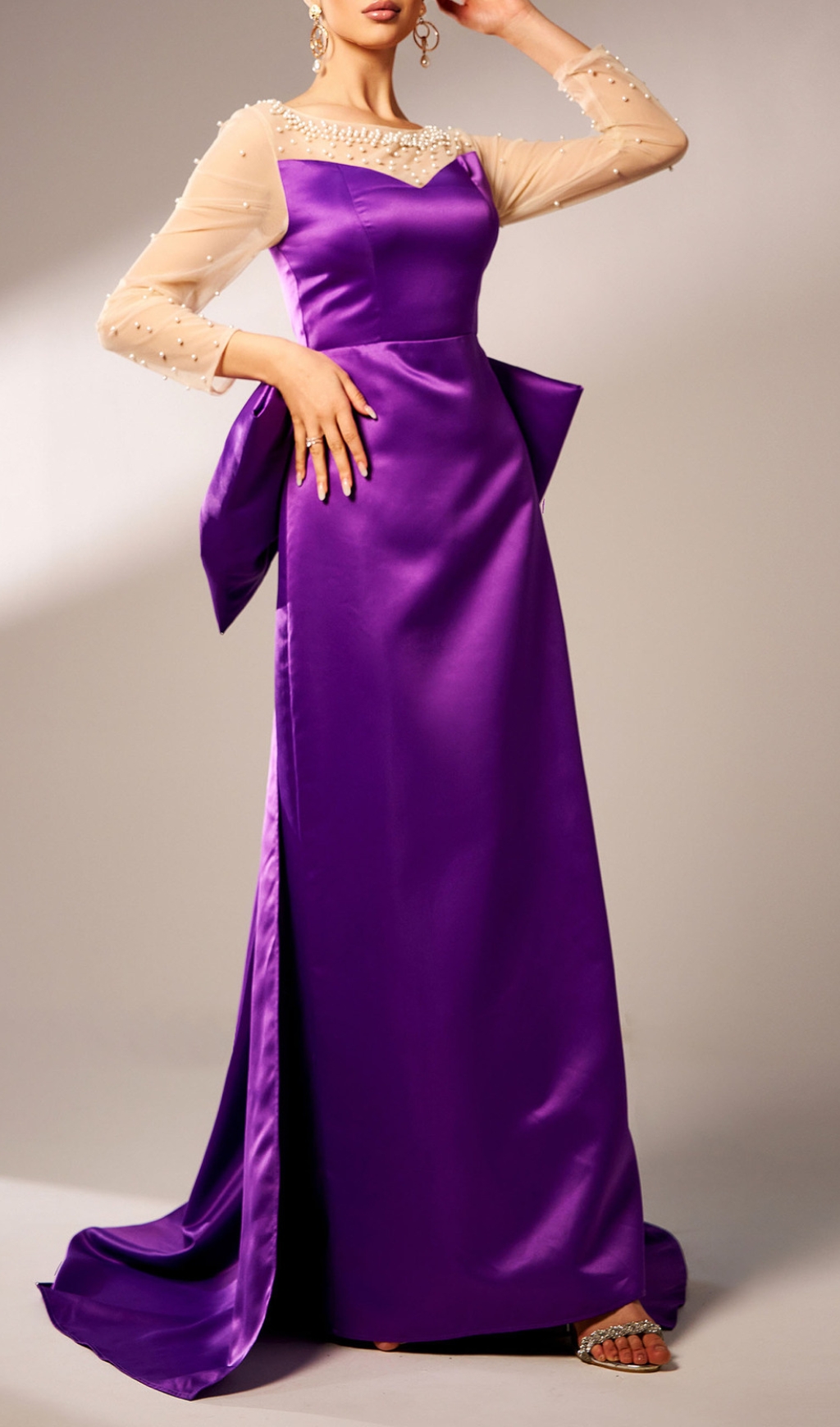 bbcc0b2dd002d1b35f81f10ad622ee3e.jpg Fashionslee Women Cawny Purple Bow Long Sleeve Maxi Dress
