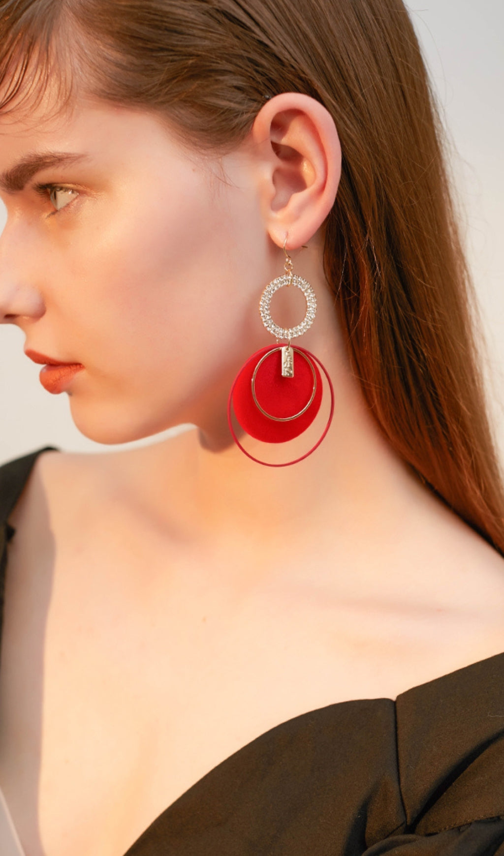 Fashionslee Women Andie Red Circle Plush Earrings