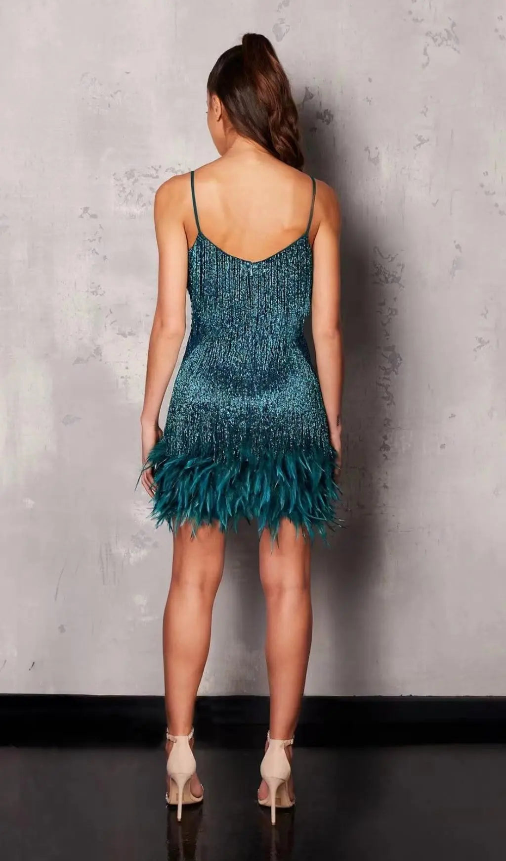 bc4825b88f8855b32fb7b3a4b97330e6.jpeg Fashionslee Women Tassel Feather Mini Dress In Dark Green