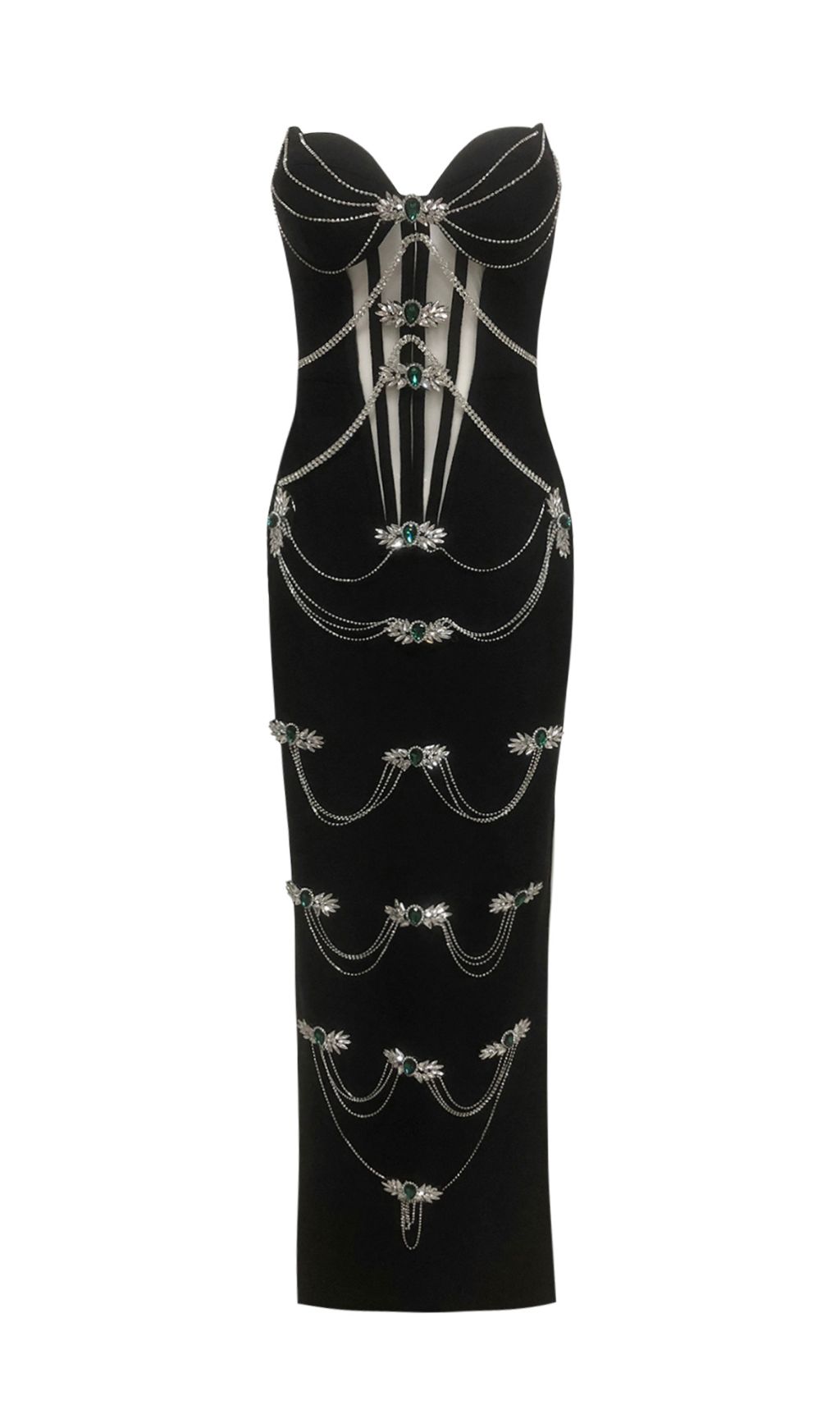 bc6473d5f5b4da641ca7a25d0c7c5f9c.jpg Fashionslee Women Fatima Black Strapless Diamond Bandage Maxi Dress
