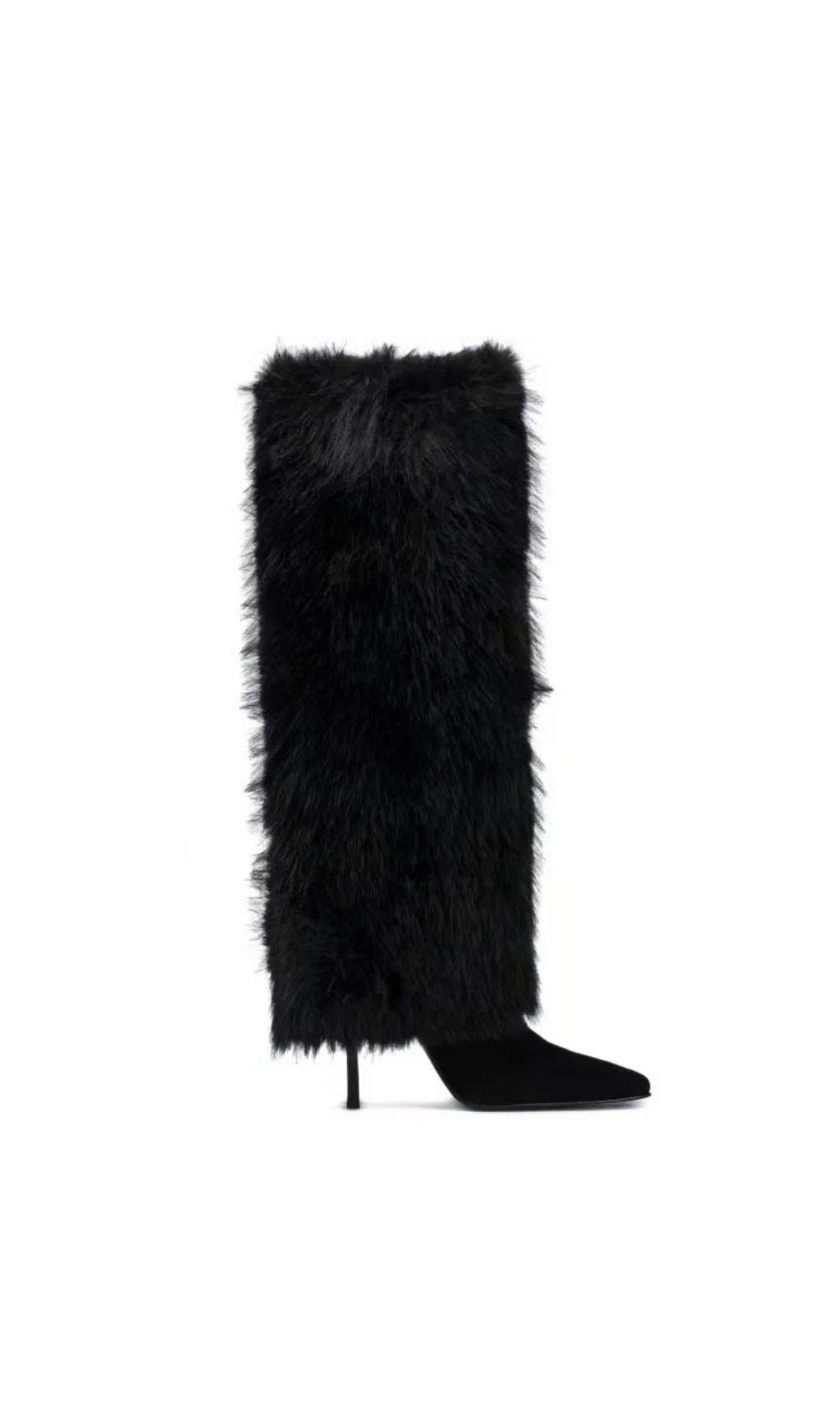 Fashionslee Women Kassi Black Faux Fur Boots