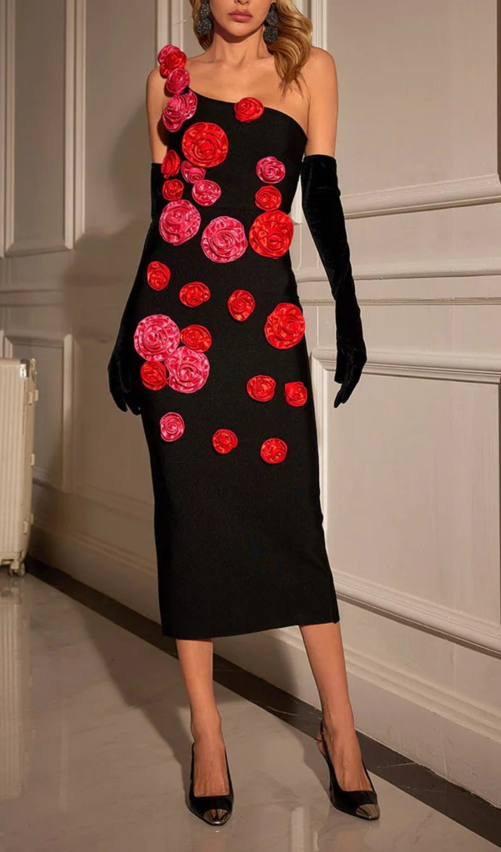 Fashionslee Women Azania One Shoulder Flower Bandage Dress