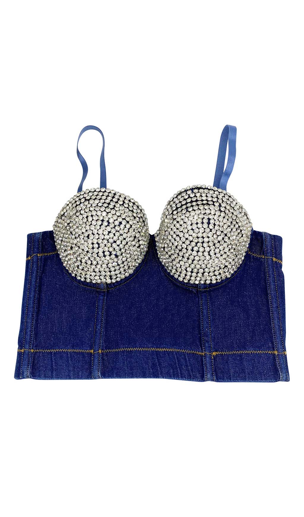 bcc3b7dfd8f66631281843ef12377e27.jpeg Fashionslee Women Bustier Denim Top In Blue