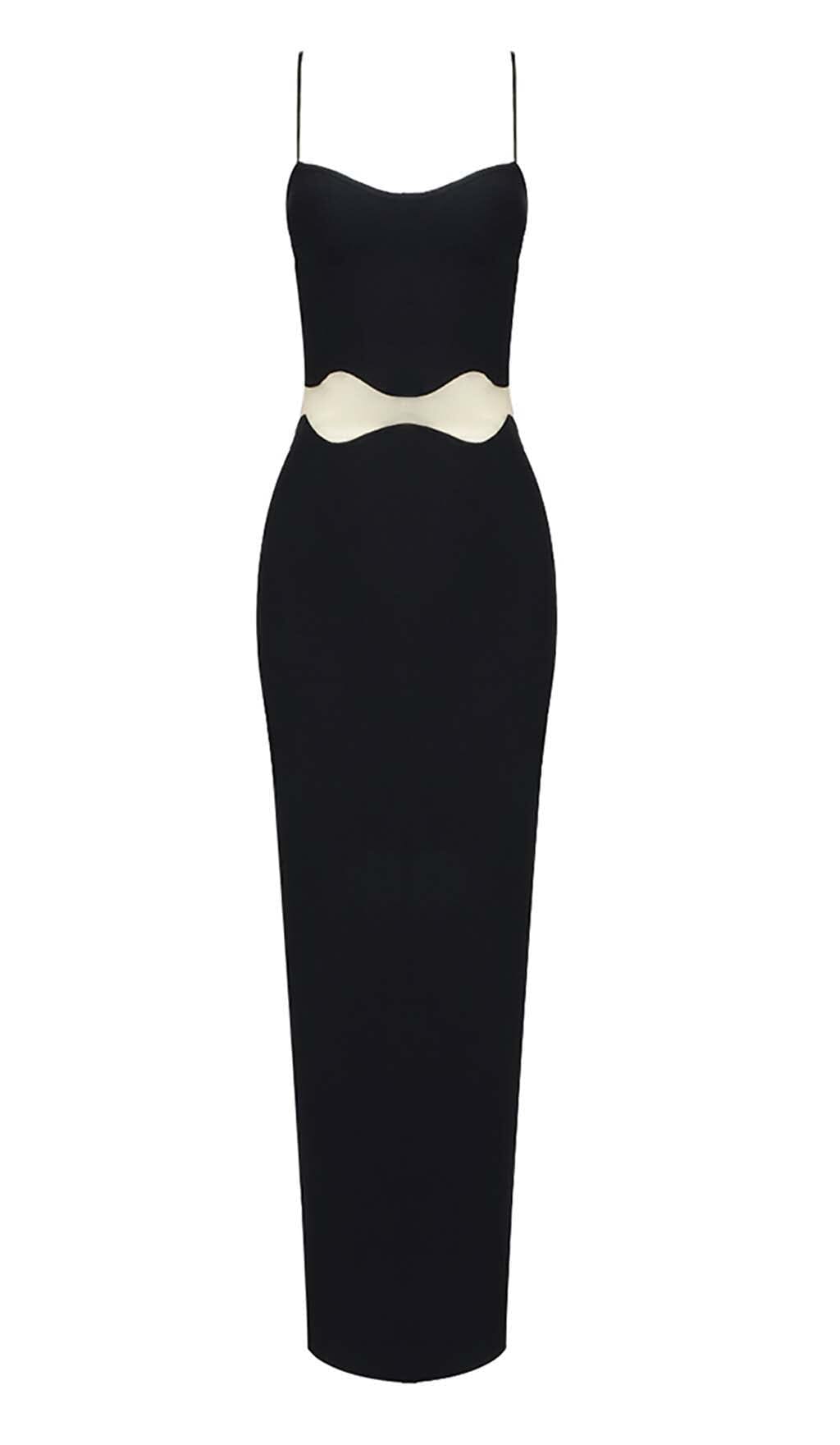 bcec977a53df8985947b93e382bff38a.jpeg Fashionslee Women Scalloped Mesh Insert Maxi Dress In Black