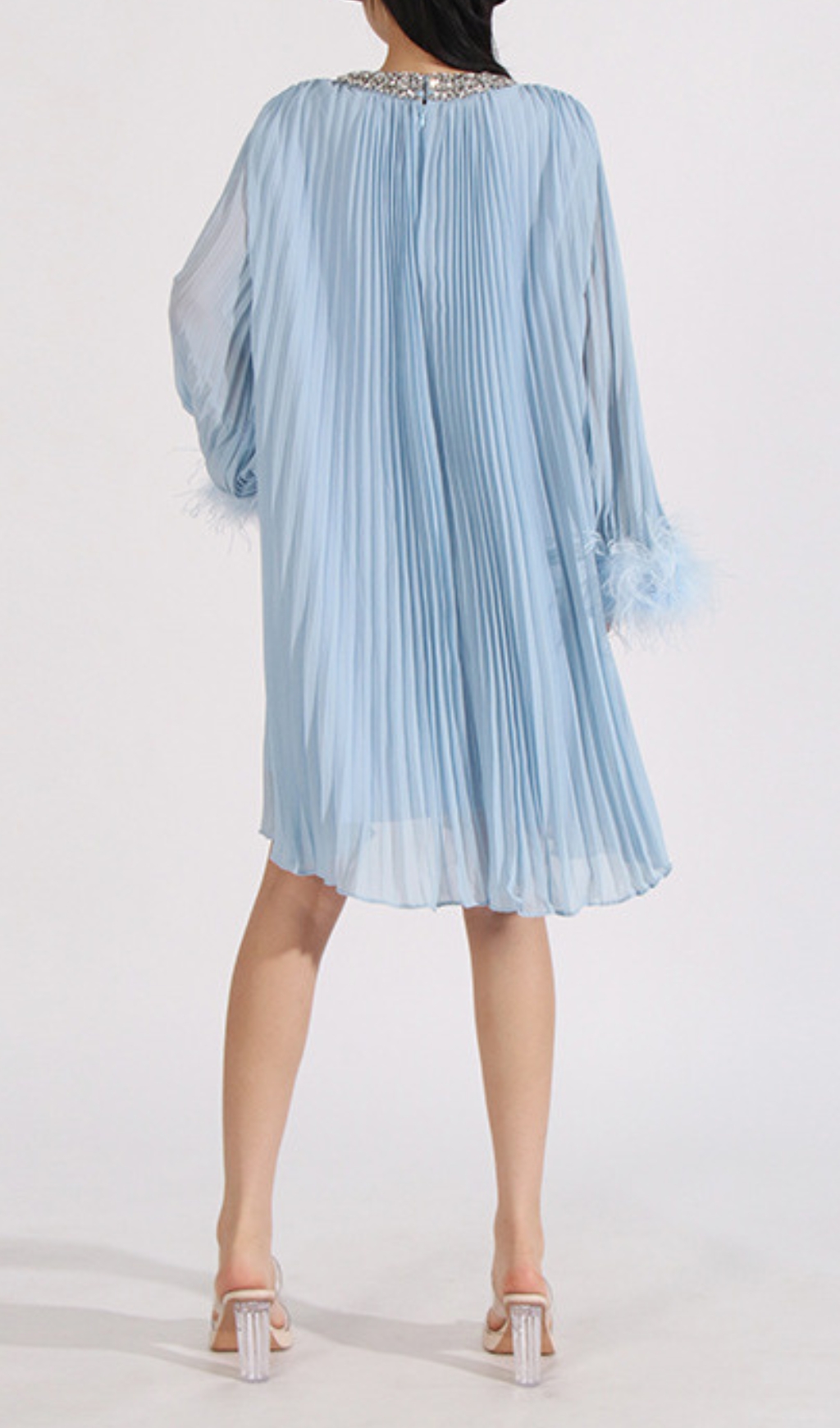 Fashionslee Women Carlson Diamond Fold Feather Mini Dress