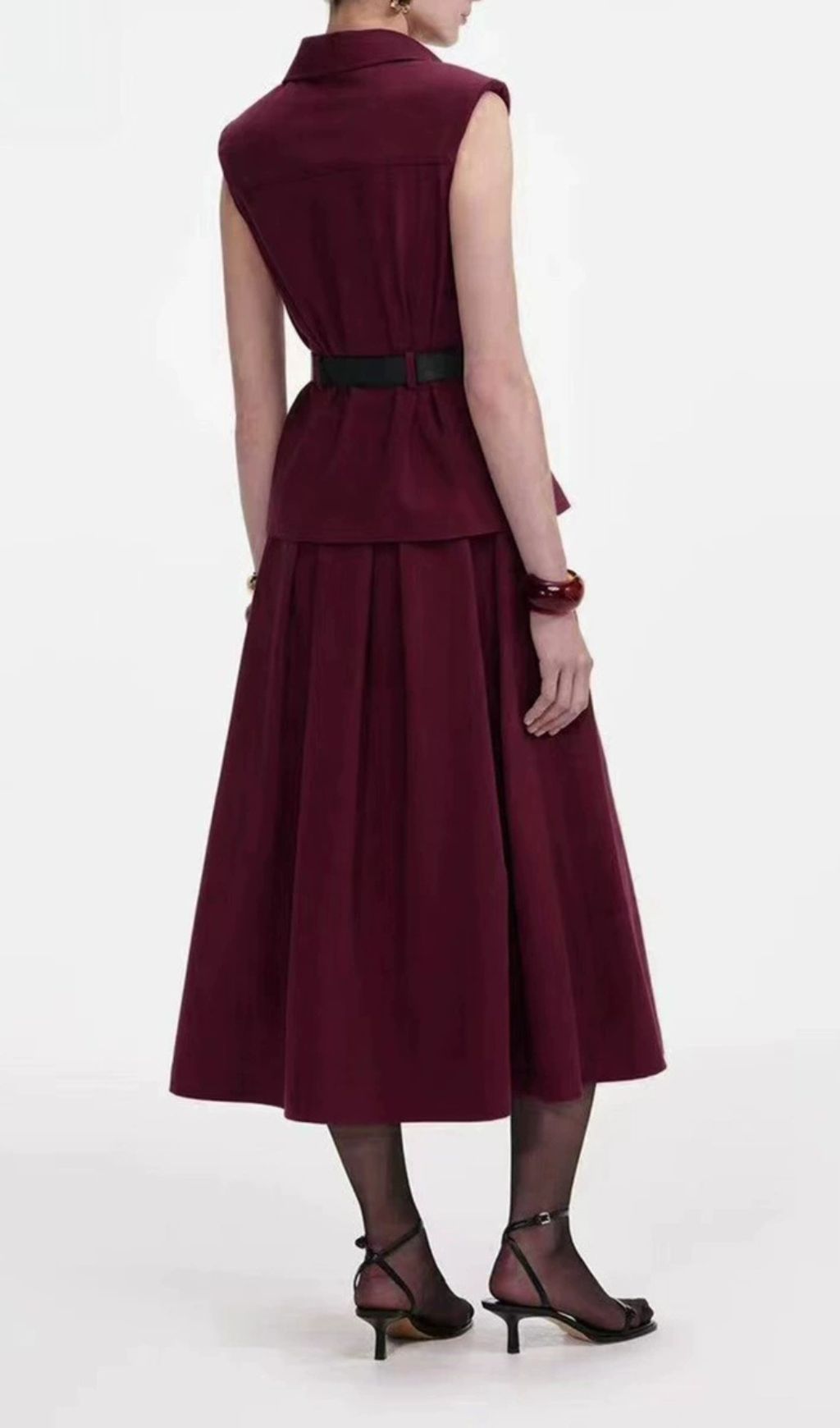 Fashionslee Women Iliana Sleeveless Belt Two-Piece Set