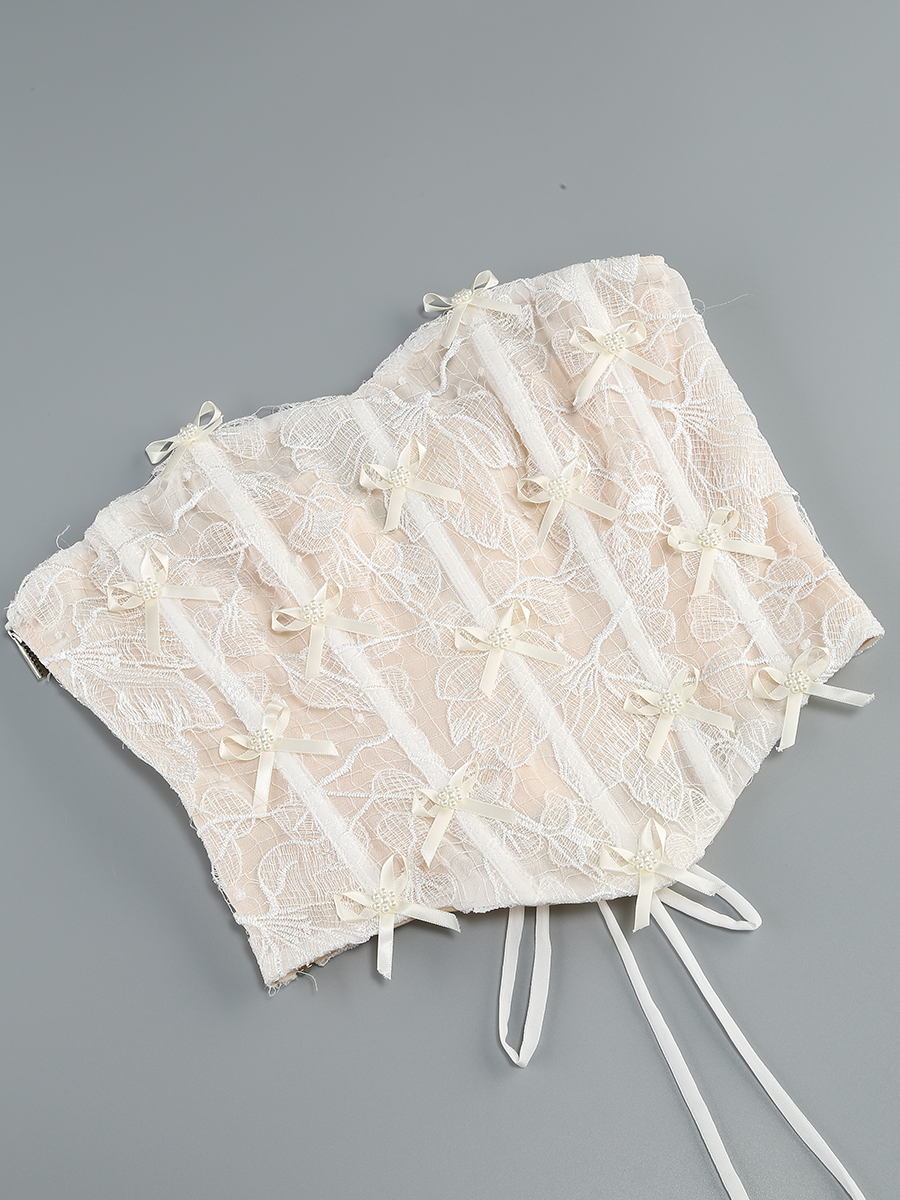 bd11390f6853b40b38a65f2ff31db0e1.jpg Fashionslee Women Cadence White Corset Lace Two-Piece Set