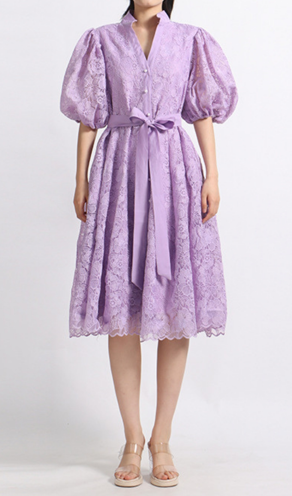 Fashionslee Women Emeril Puff-Sleeve Embroidery Midi Dress