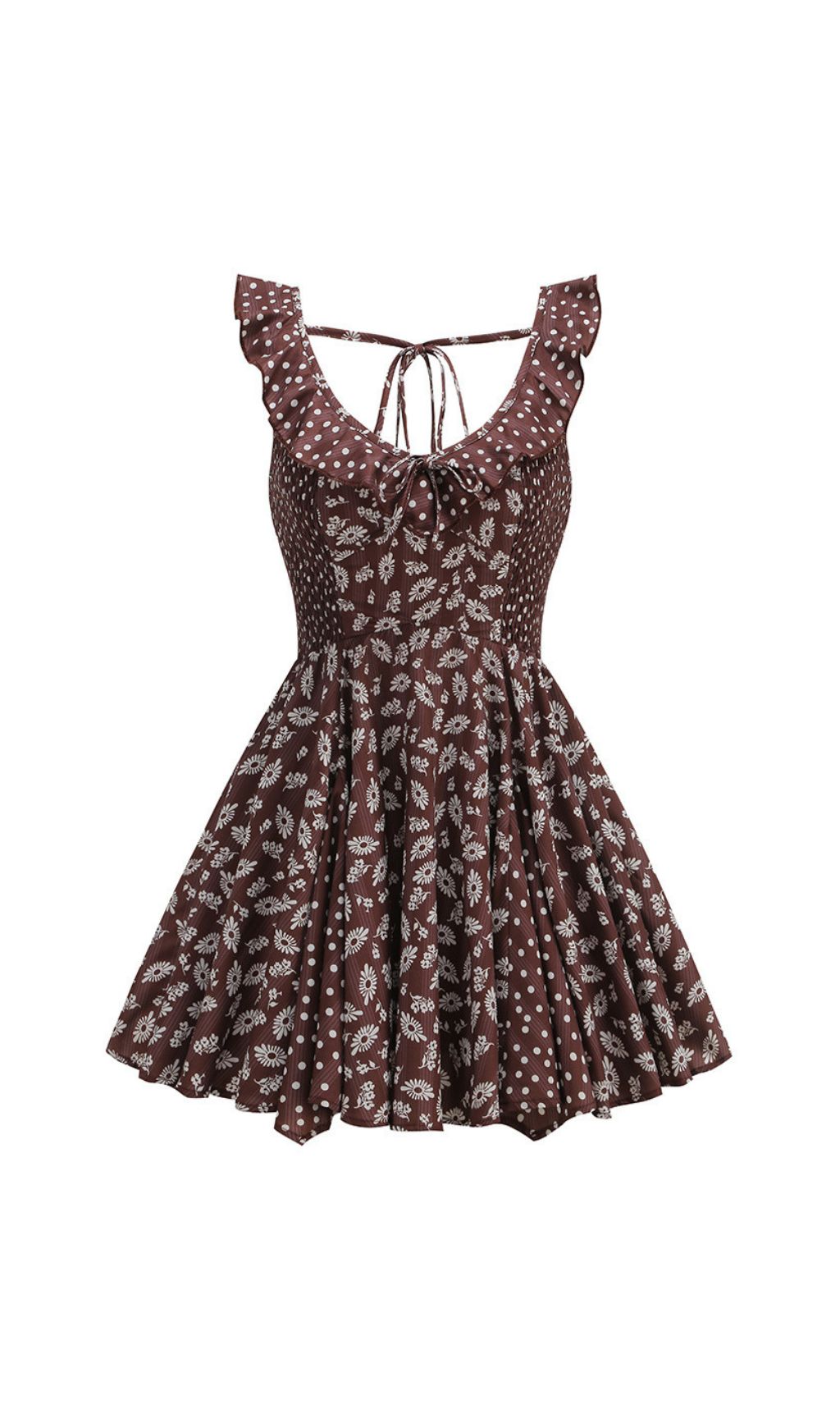 VINTAGE VIRAL JALENA COFFEE FLORAL MINI DRESS - OWNCI VINTAGE VIRAL JALENA COFFEE FLORAL MINI DRESS - OWNCI