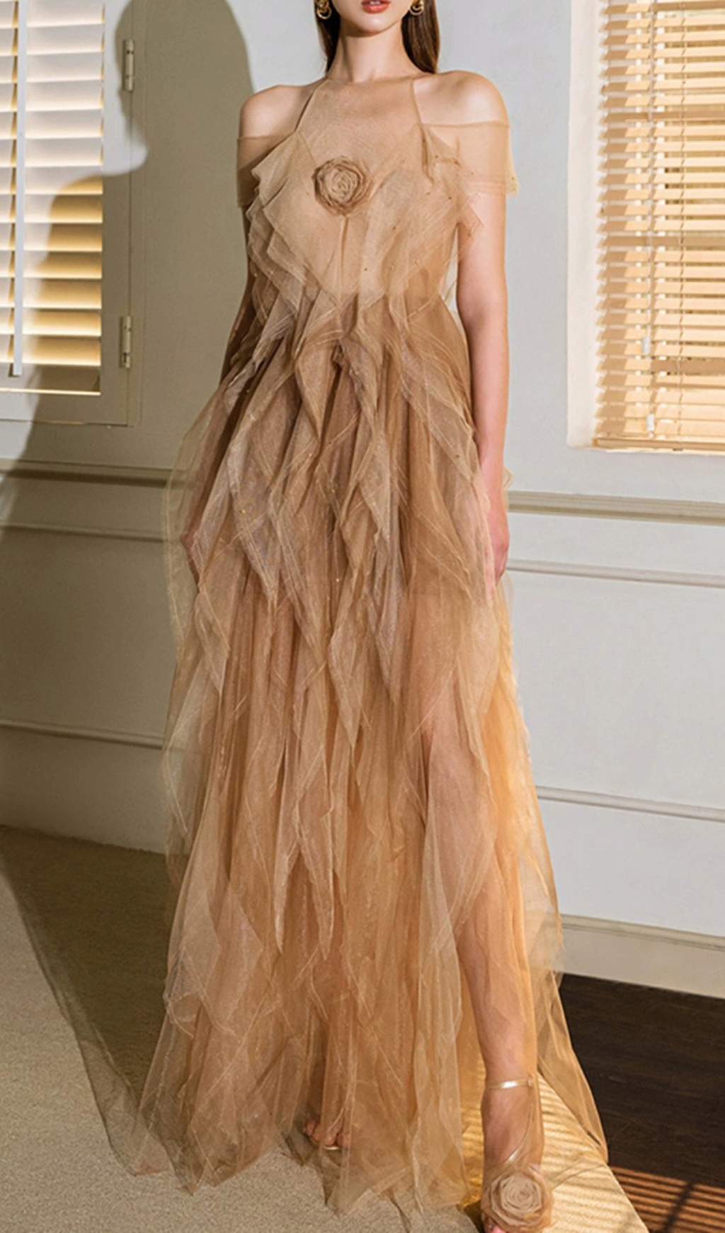 bd3851e2408c28c9eed840cac3efb149.jpg Fashionslee Women Dinos Mesh Ruffle Maxi Dress