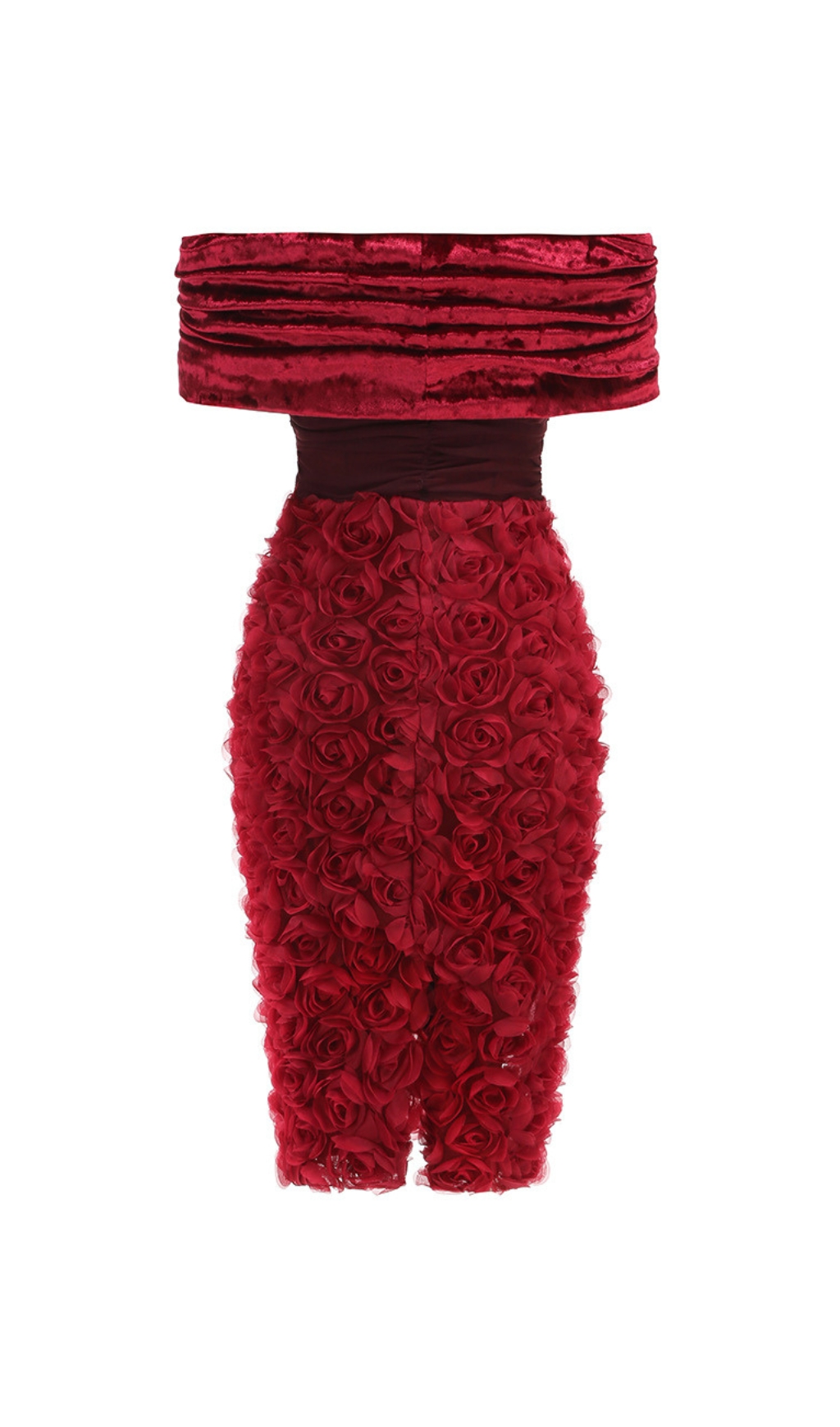 bd484af325188f40058665f3cc4110a2.jpg Fashionslee Women Colletta Red Off-Shoulder Ruched Flower Midi Dress
