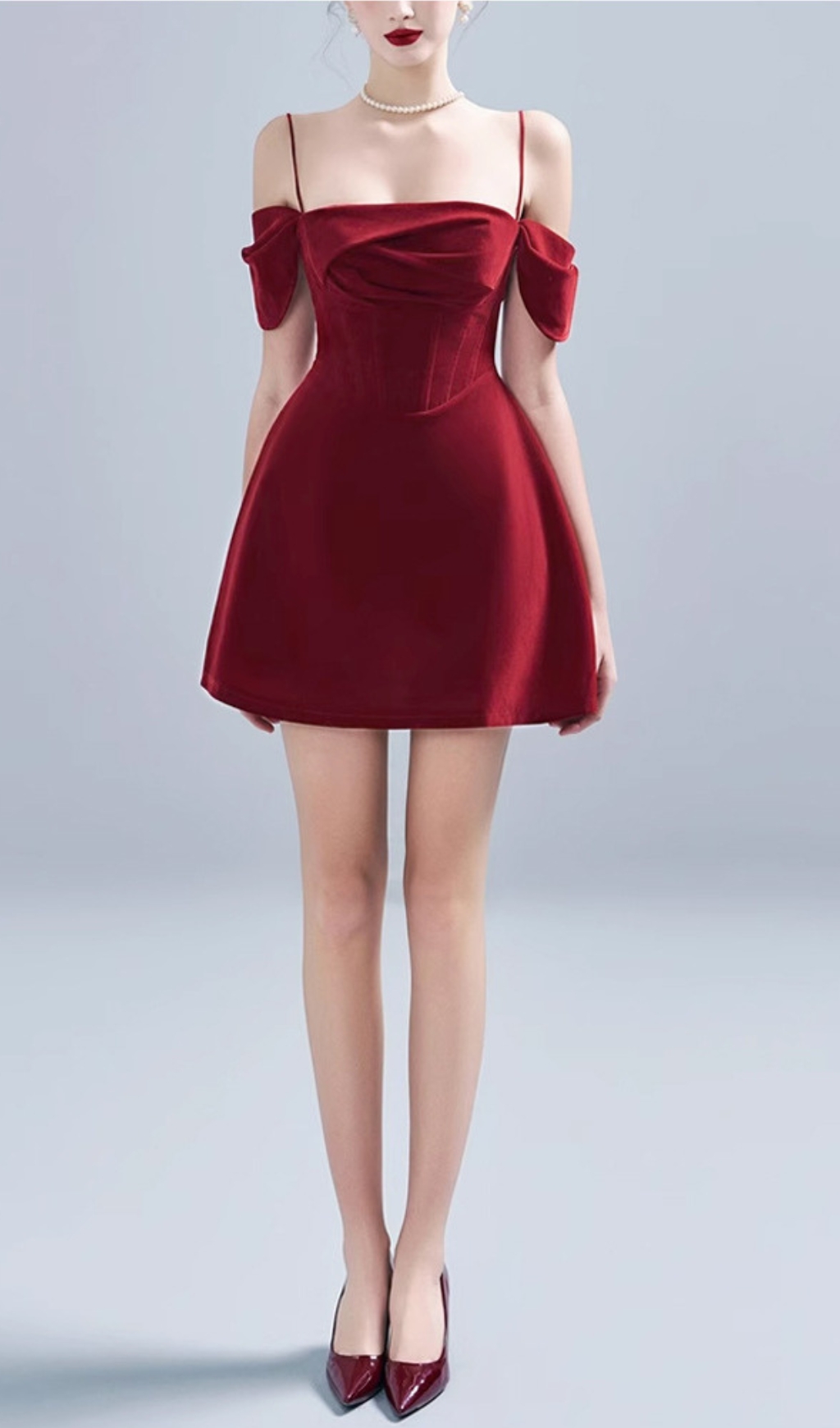 Fashionslee Women Canice Red Ruched Corset Mini Dress
