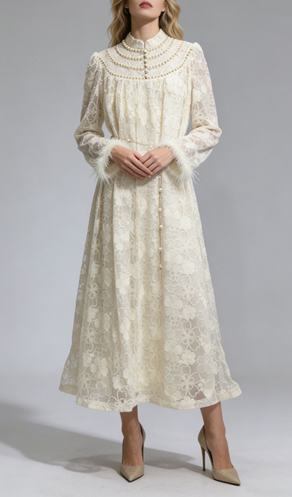 Fashionslee Women Jenner Floral Long Sleeve Midi Dress
