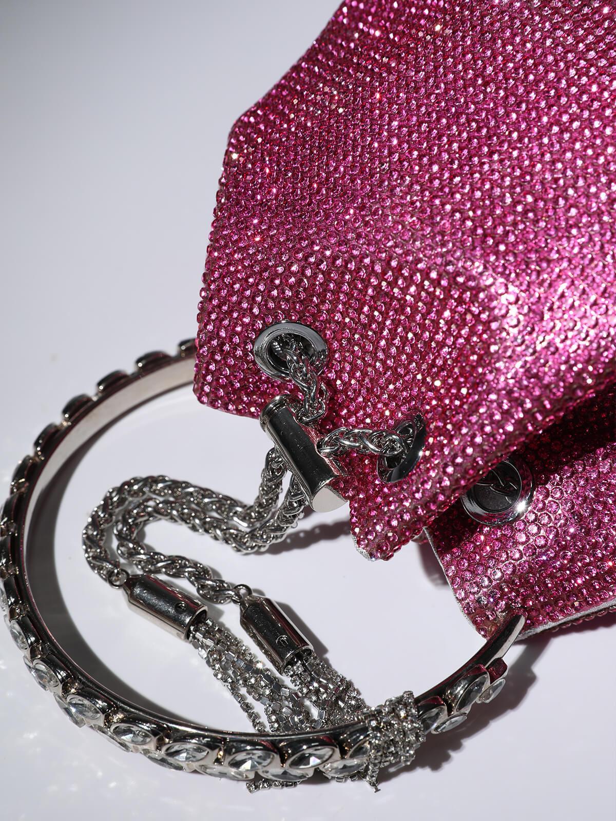 bdcb01fd7184523d35cd0d5173be626d.jpeg Fashionslee Women Crystal Embellished Bucket Bag In Hot Pink