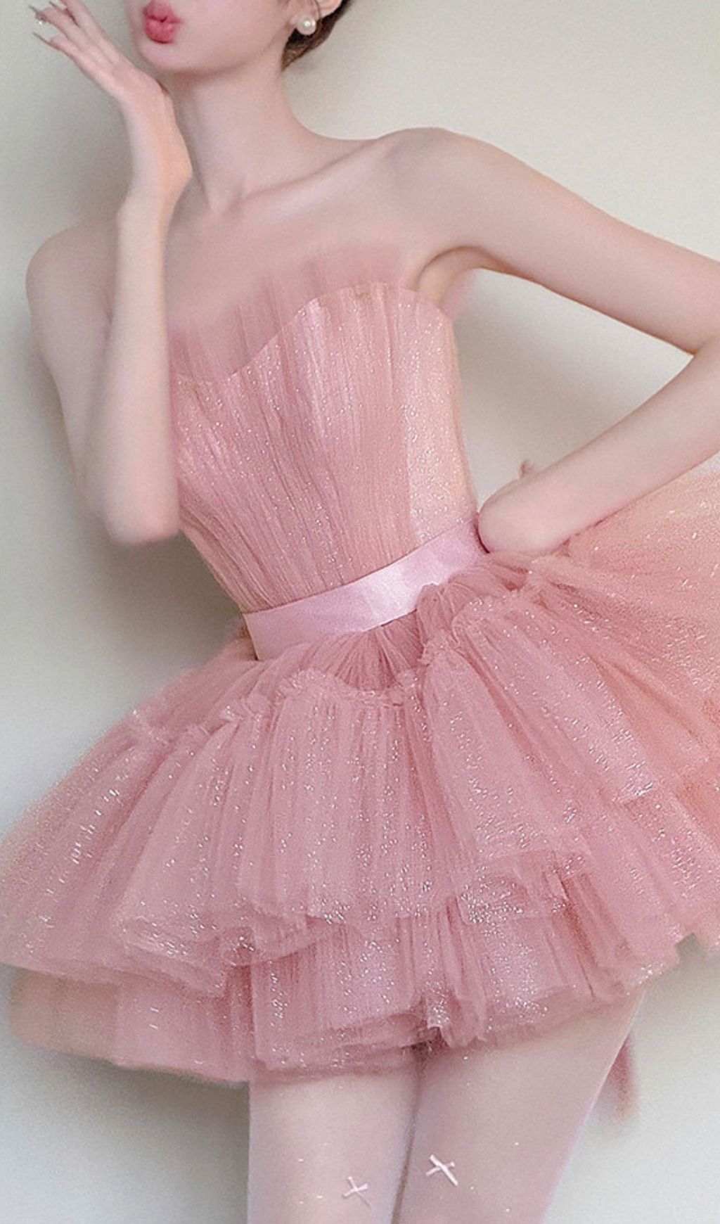Fashionslee Women Kármen Pink Mesh Mini Dress