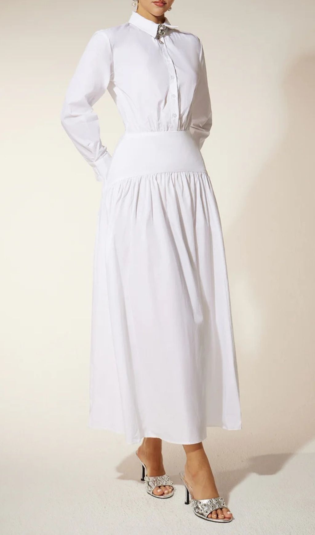 be4b993f187c5c2c750902c9aad6a1f3.jpg Fashionslee Women Eilert Collar Ruched Shirt Dress