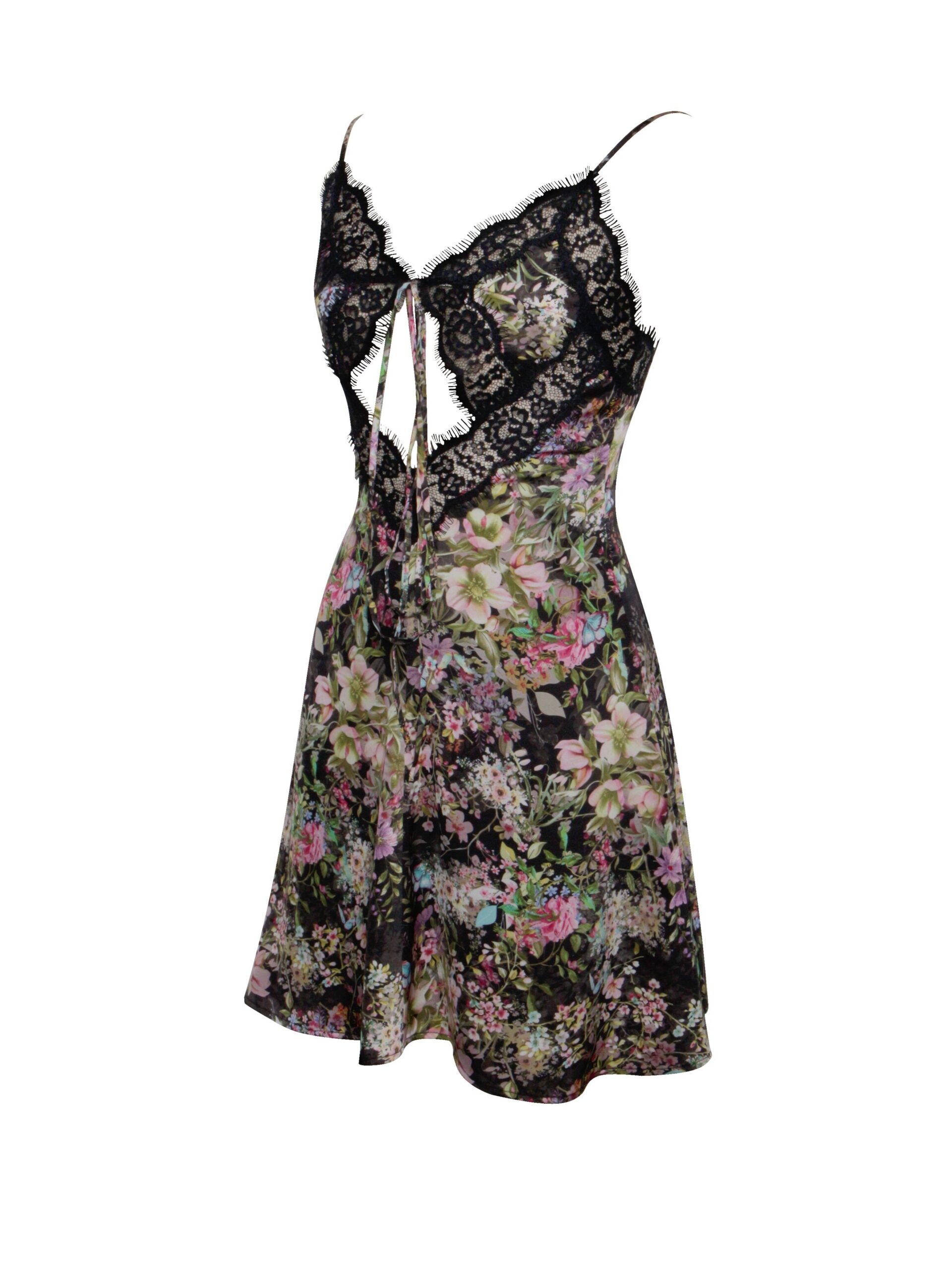 be5062bb5dbd9cd819299ac7047c7e47.jpeg Fashionslee Women Floral Print Satin Mini Dress With Lace Trim