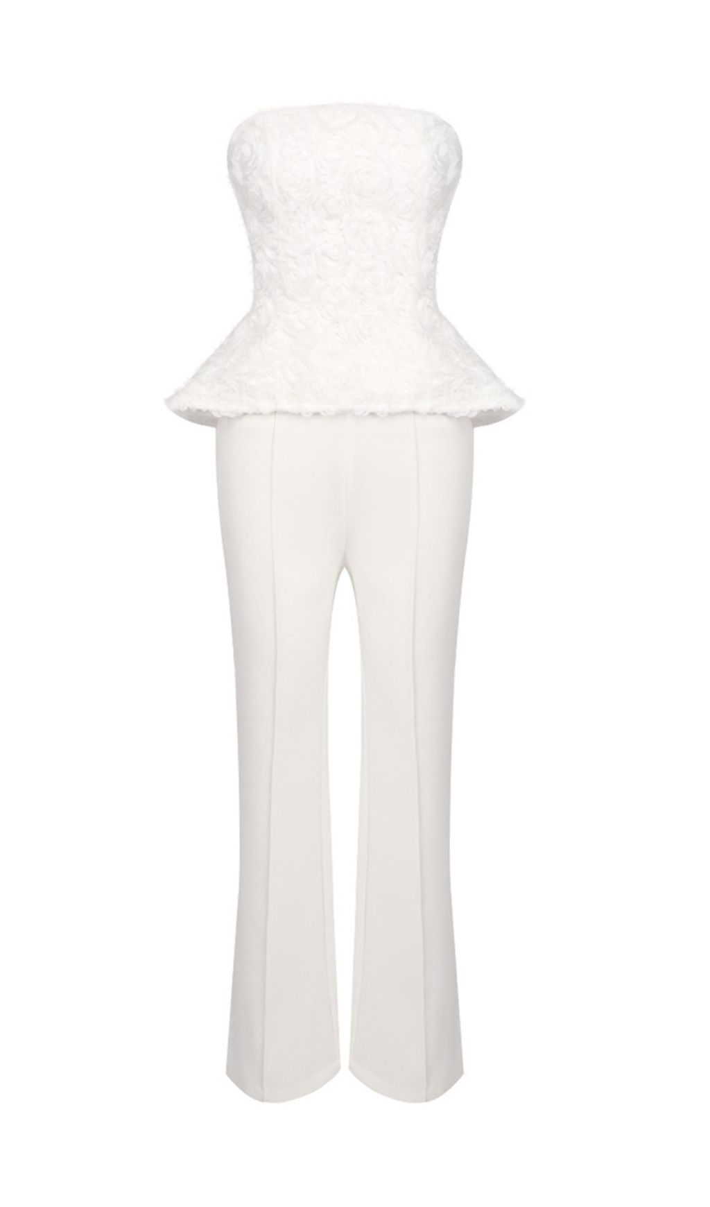 be52e7654eb4db5a484554639559047d.jpg Fashionslee Women Jerusha White Flower Top & Pants Set