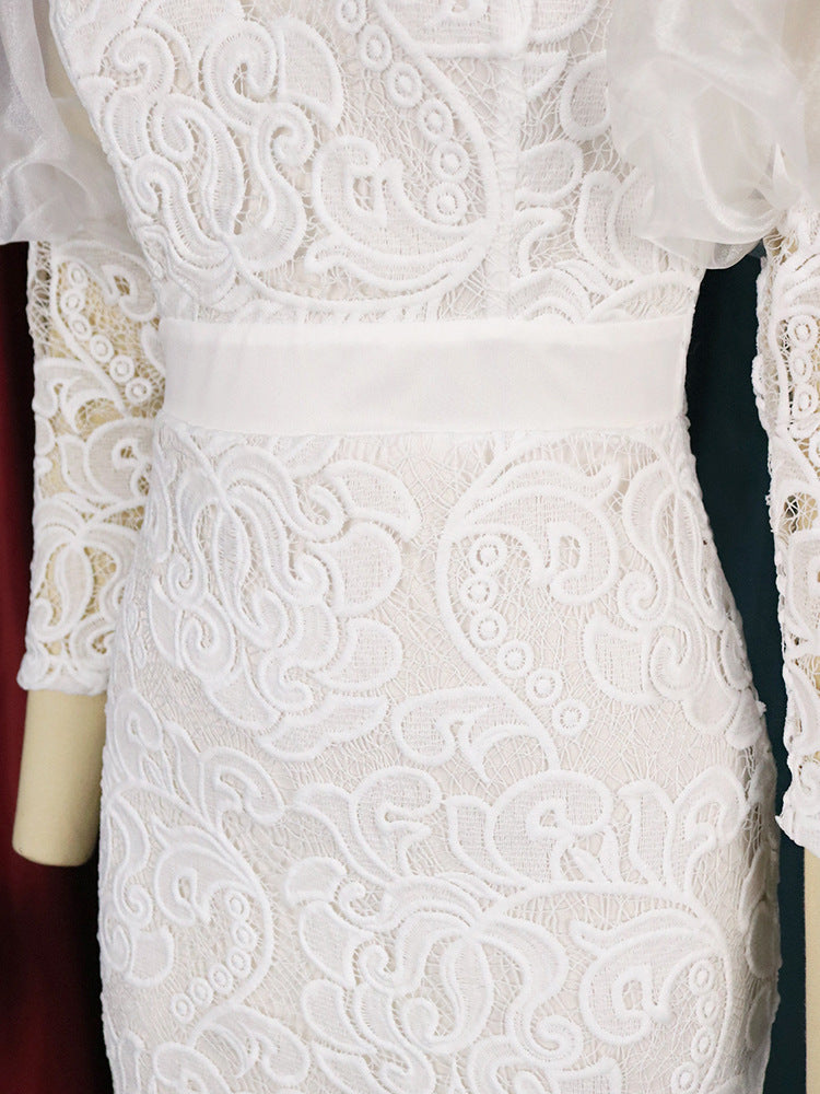 be70b54bd789eed7dd197ed76d2d3a23.jpeg Fashionslee Women Aithne White Puff Sleeve Lace Midi Dress