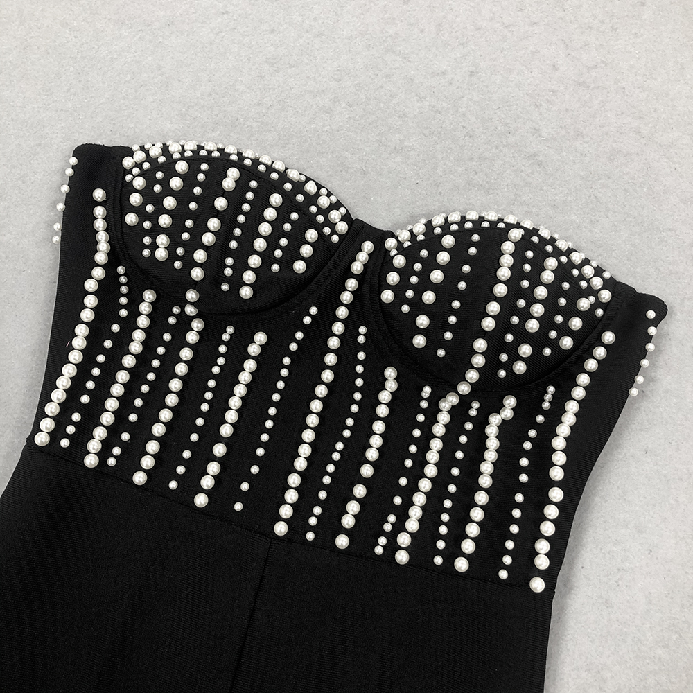 be7f57207b737a89f0109708ee0d3b55.jpg Fashionslee Women Strapless Bustier Pearl Jumpsuit Black