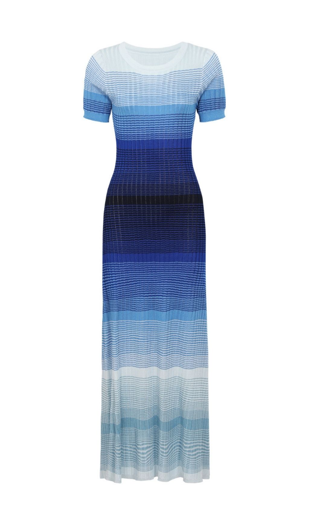 Fashionslee Women Kianna Blue Short Sleeve Knit Maxi Dress