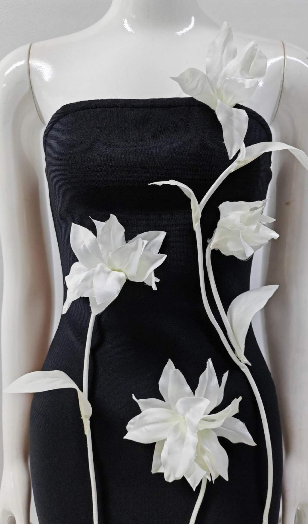 Fashionslee Women Canary Black Flower Bandage Mini Dress