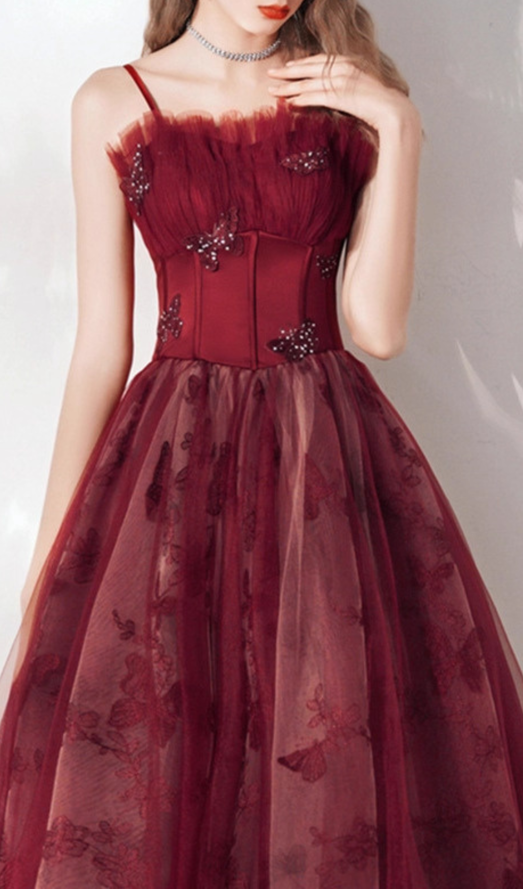 bec582d3cbcebb685f8f14750e8214d8.png Fashionslee Women Harriet Red Butterfly Corset Mesh Maxi Dress