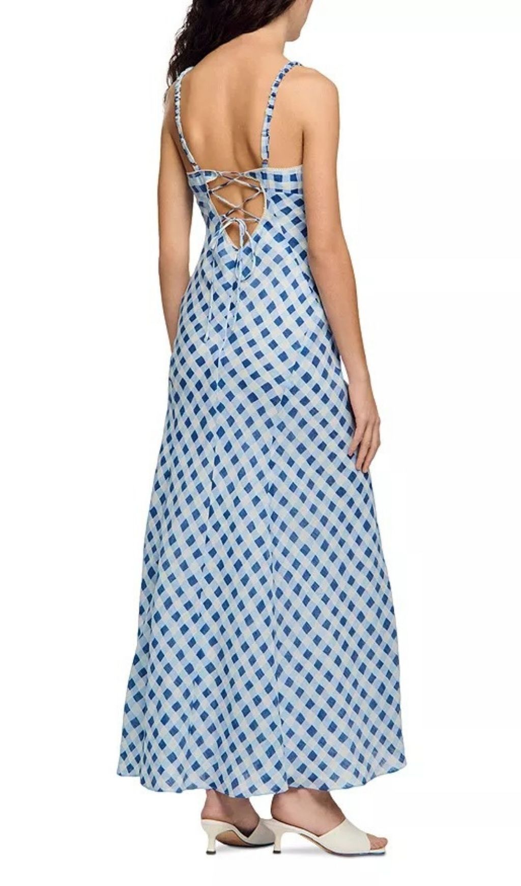 Fashionslee Women Colette Gingham Lace Up Maxi Dress