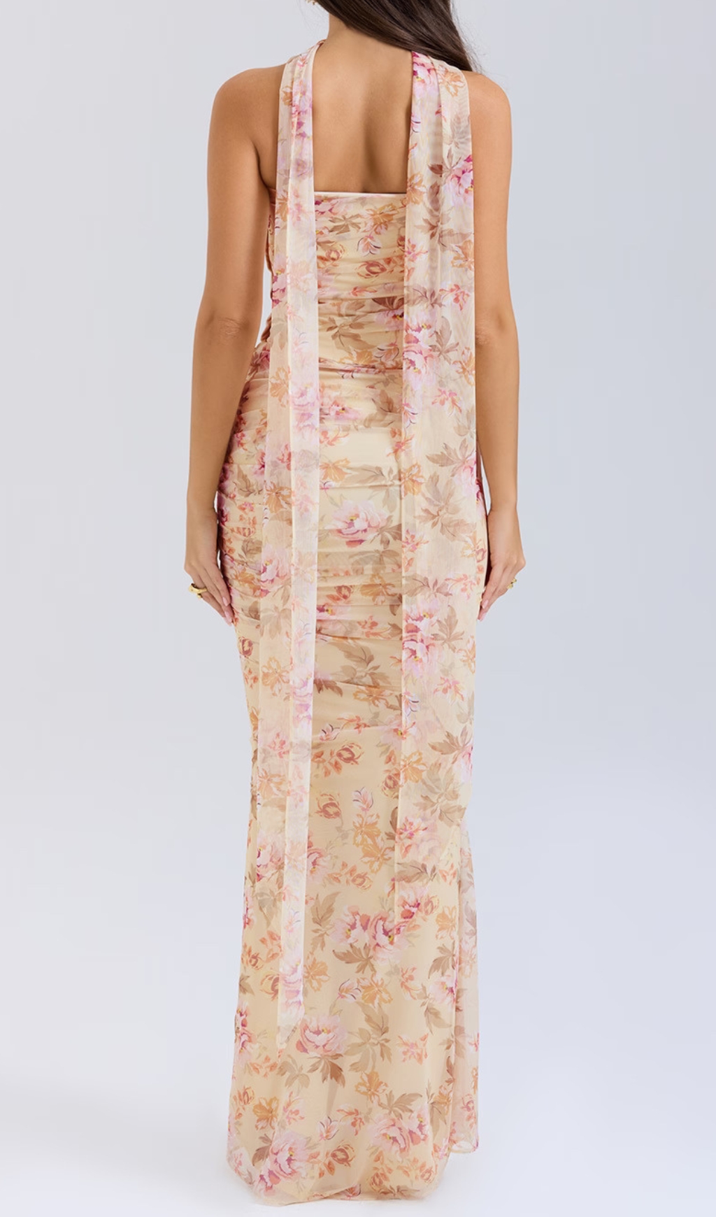 Fashionslee Women Barbie Floral Corset Top Fluted Hem Maxi Dress