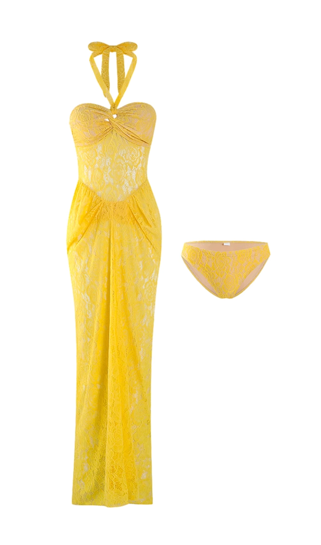 TRENDING YELLOW LACE TWO-PIECE SWIMSUIT - OWNCI TRENDING YELLOW LACE TWO-PIECE SWIMSUIT - OWNCI