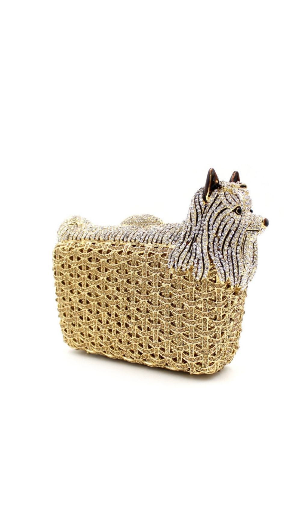 Fashionslee Women Khamani Gold Dog Diamante Bag