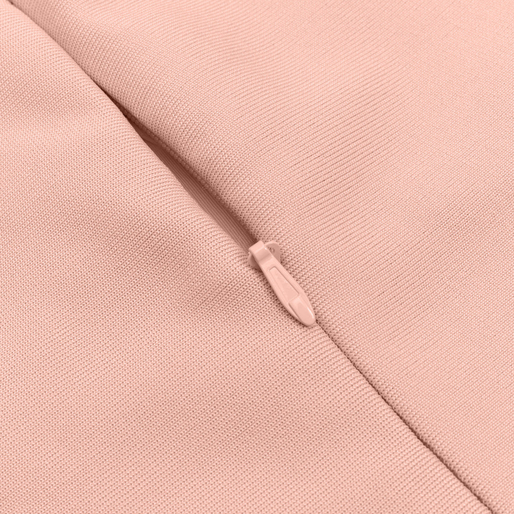 Fashionslee Women Angharad Pink Mesh Sleeve Midi Dress