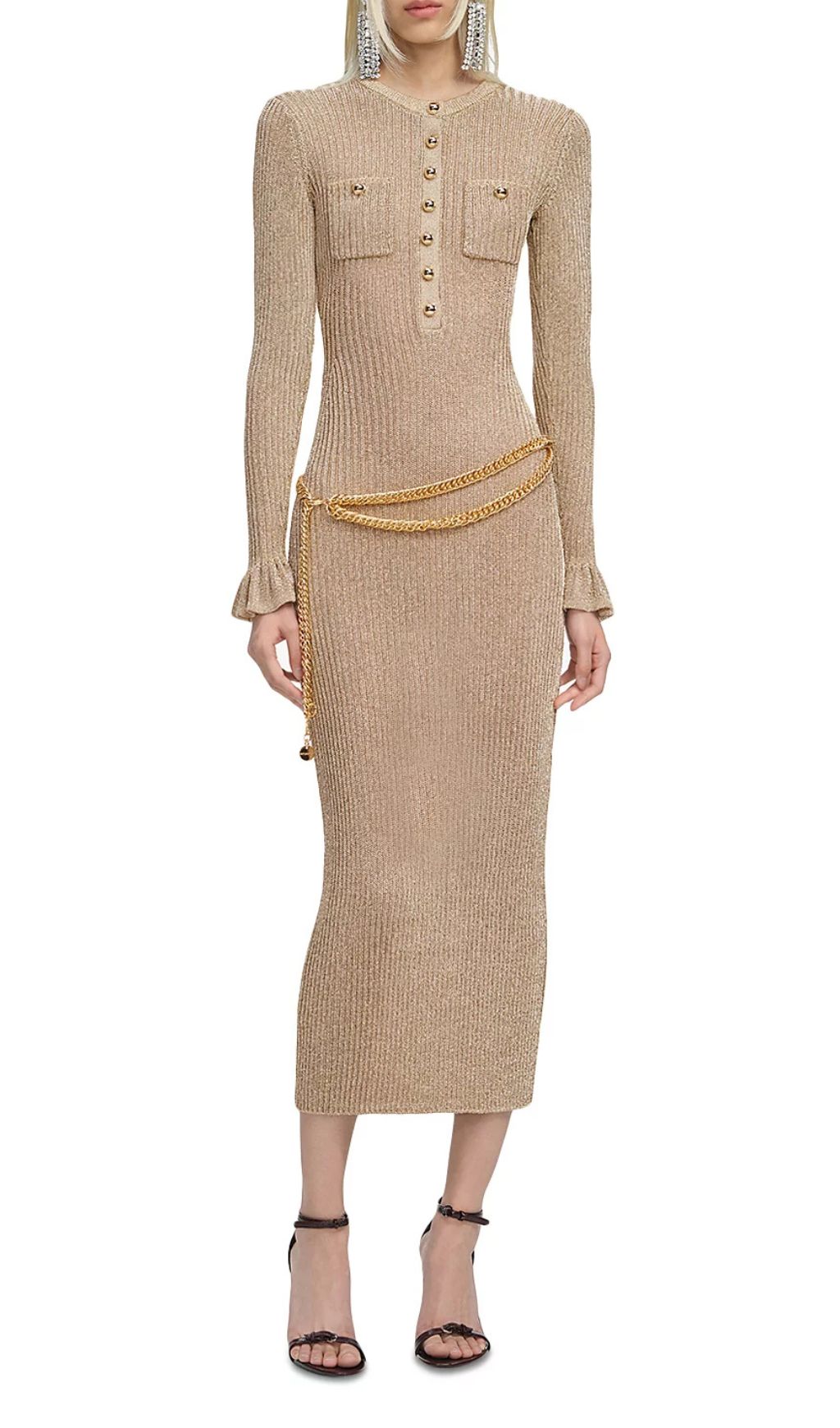 Fashionslee Women Ribbed Knit Midi Dress