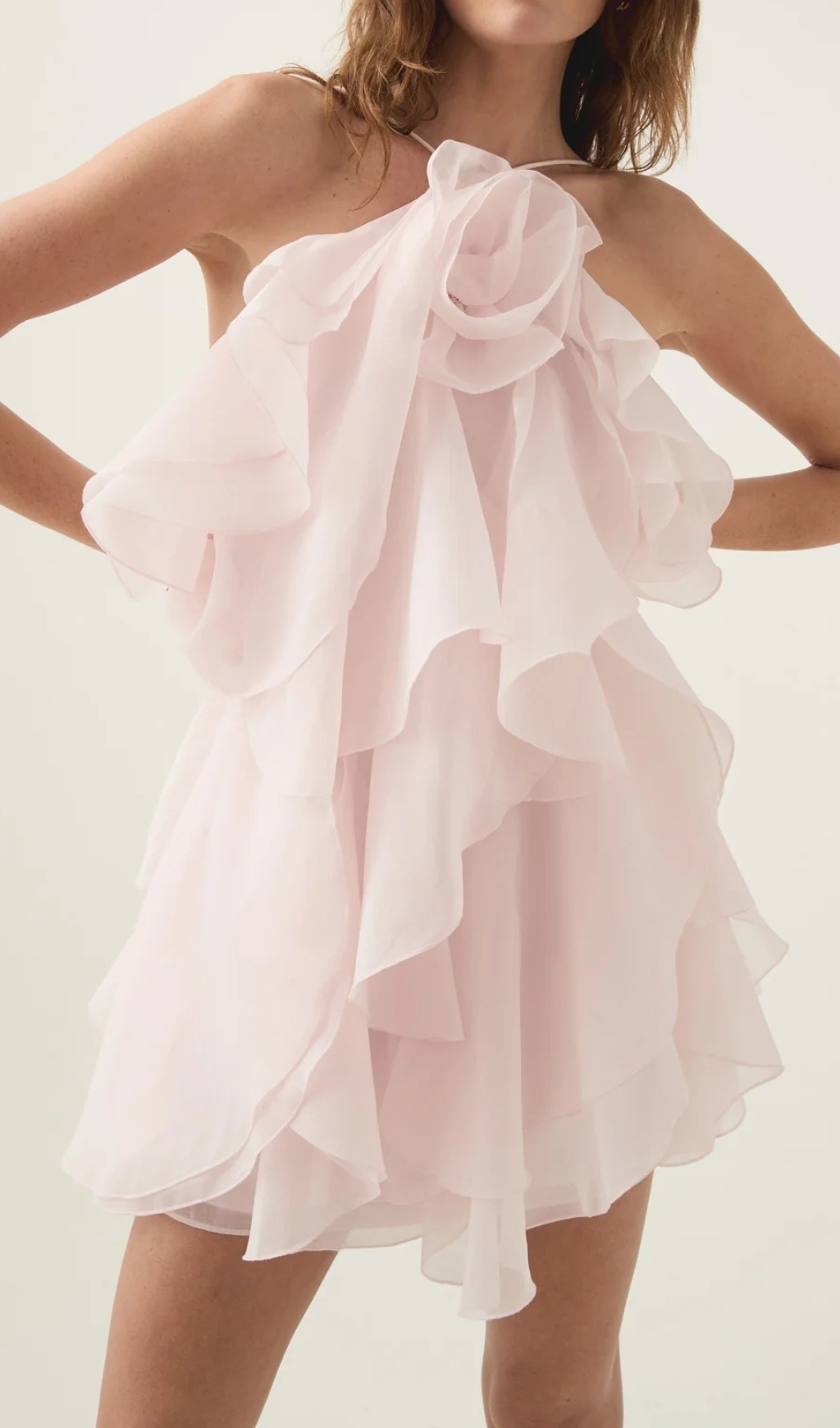 Fashionslee Women Pandorea Pastel Pink Layered Mini Dress