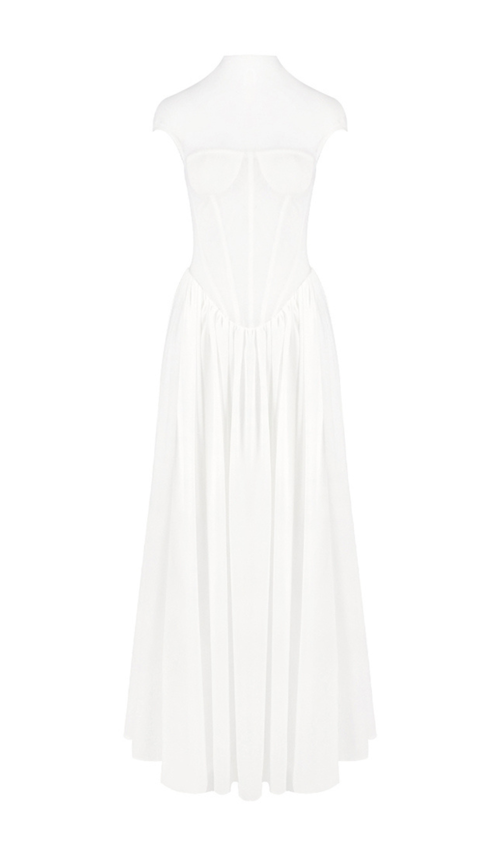 Fashionslee Women Gabija White Corset Mesh Maxi Dress