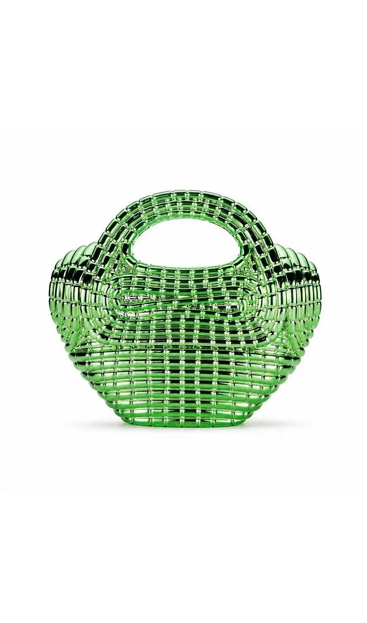 TRENDING GREEN SCULPTED GRID BAG - OWNCI