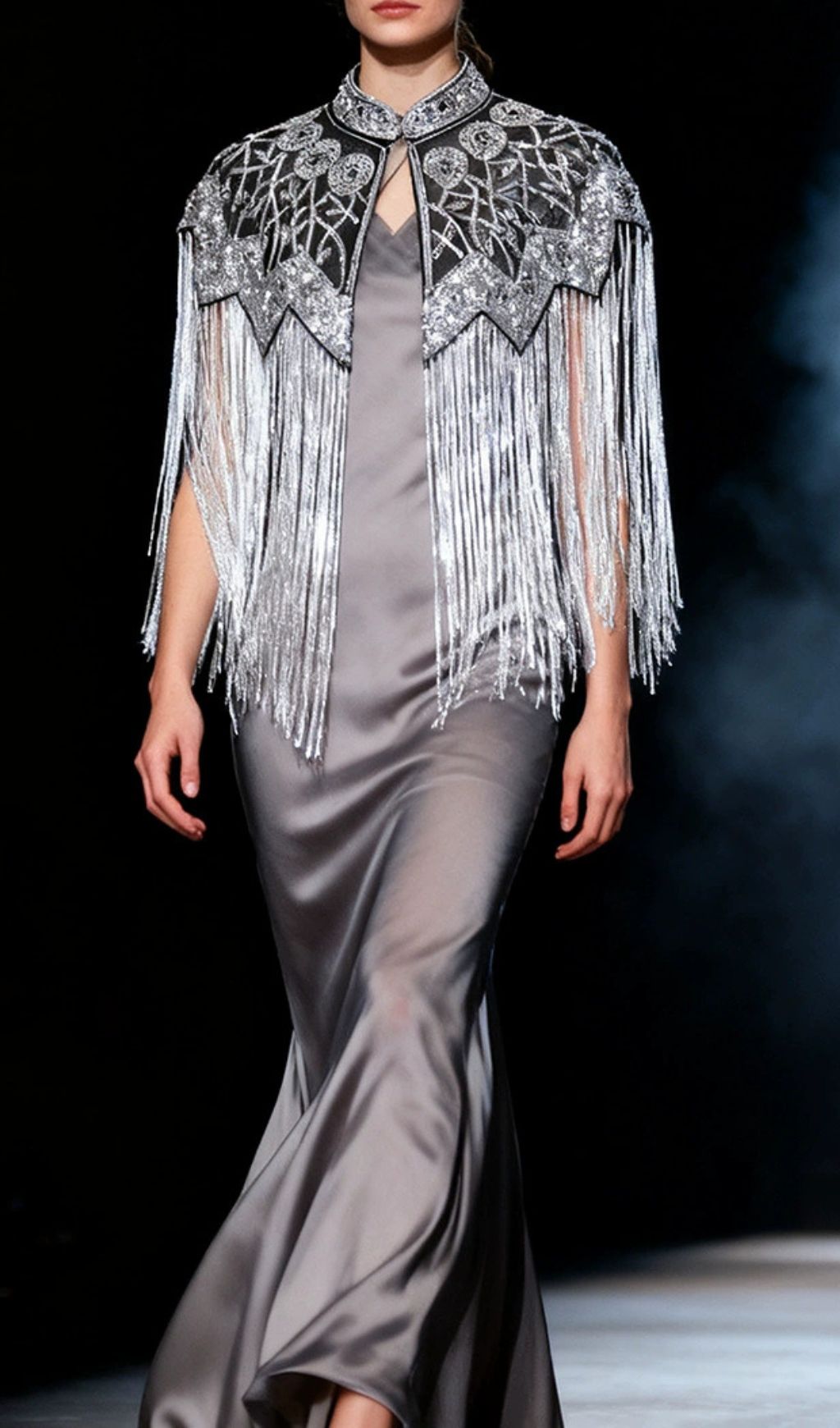 Fashionslee Women Idana Silver Beaded Fringed Shawl