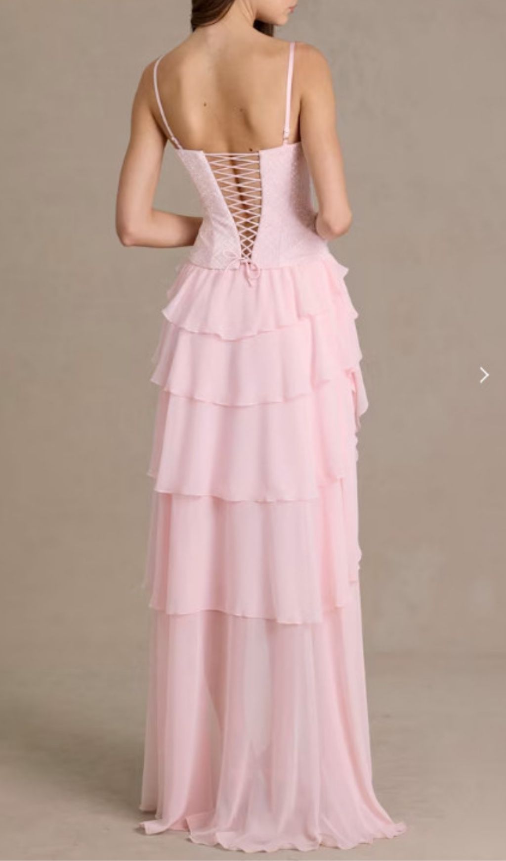 Fashionslee Women Keilly Pink Strappy Ruffle Maxi Dress
