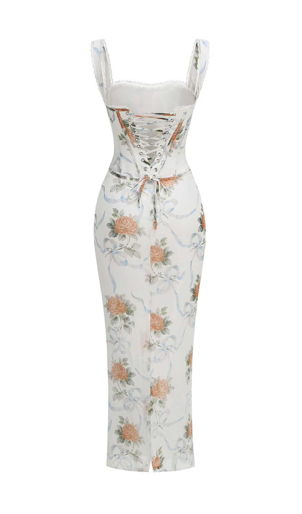 Fashionslee Women Isabeau Strappy Floral Corset Maxi Dress