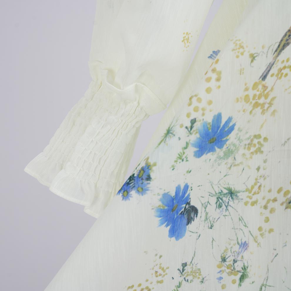 bfb97e0273afe8e3efdd40c10a9b2a66.jpg Fashionslee Women Grace Blue Floral Printed Long Sleeve Shirt & Skirt Set