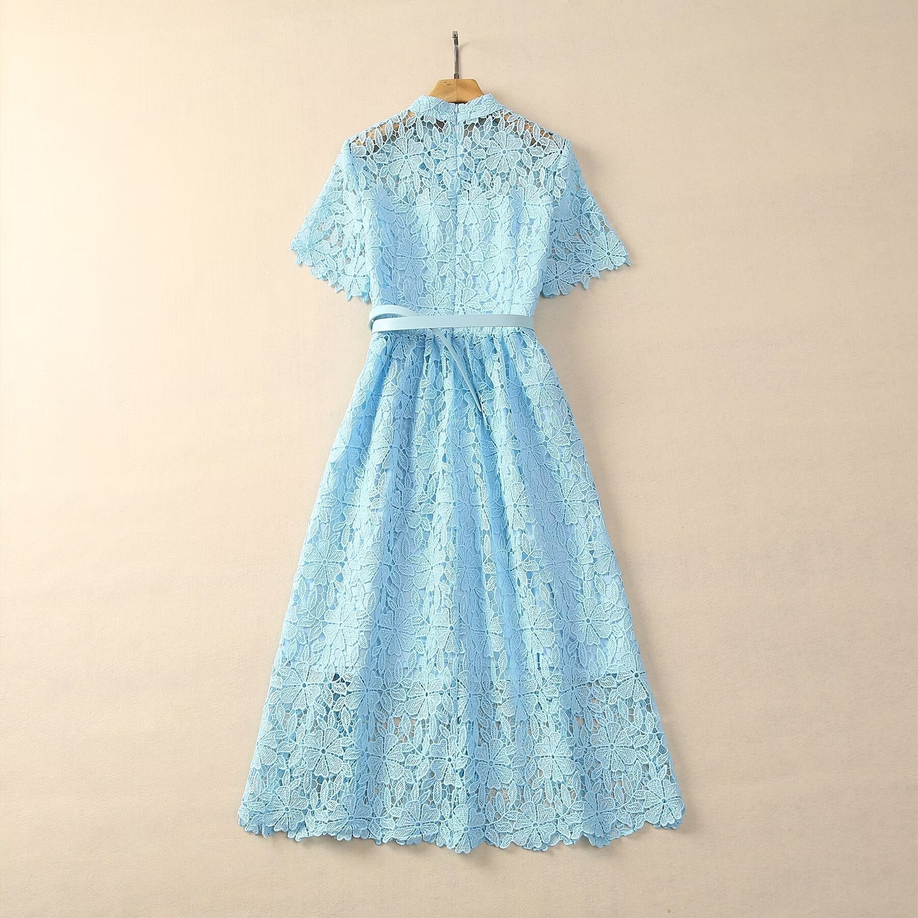 Fashionslee Women Ariah Blue Lace A Line Midi Dress