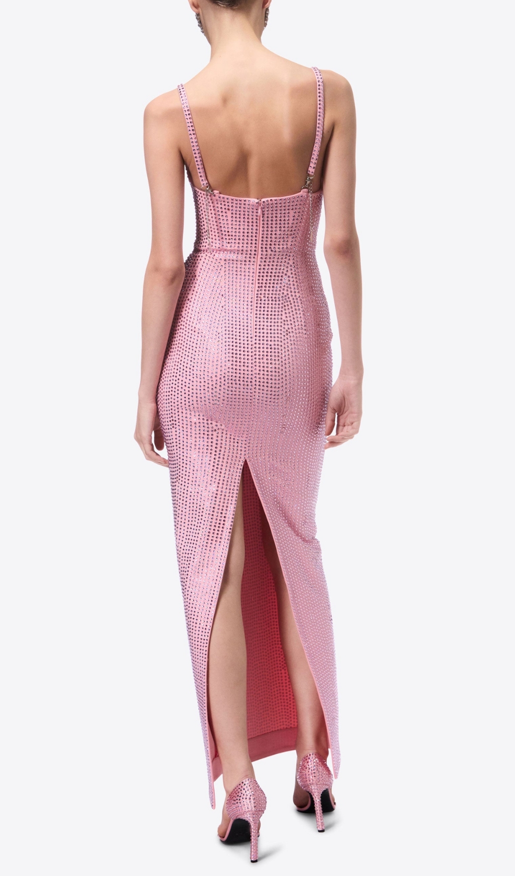 Fashionslee Women Basima Pink Strappy Embellished Maxi Dress