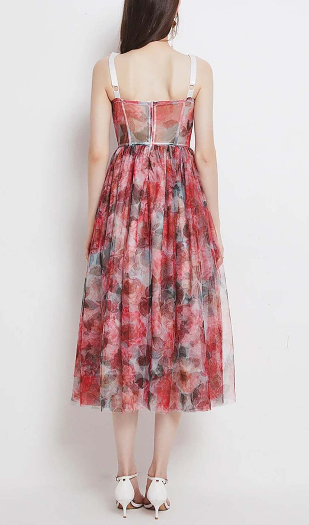 Fashionslee Women Floral-Print Corset Midi Dress In Pink