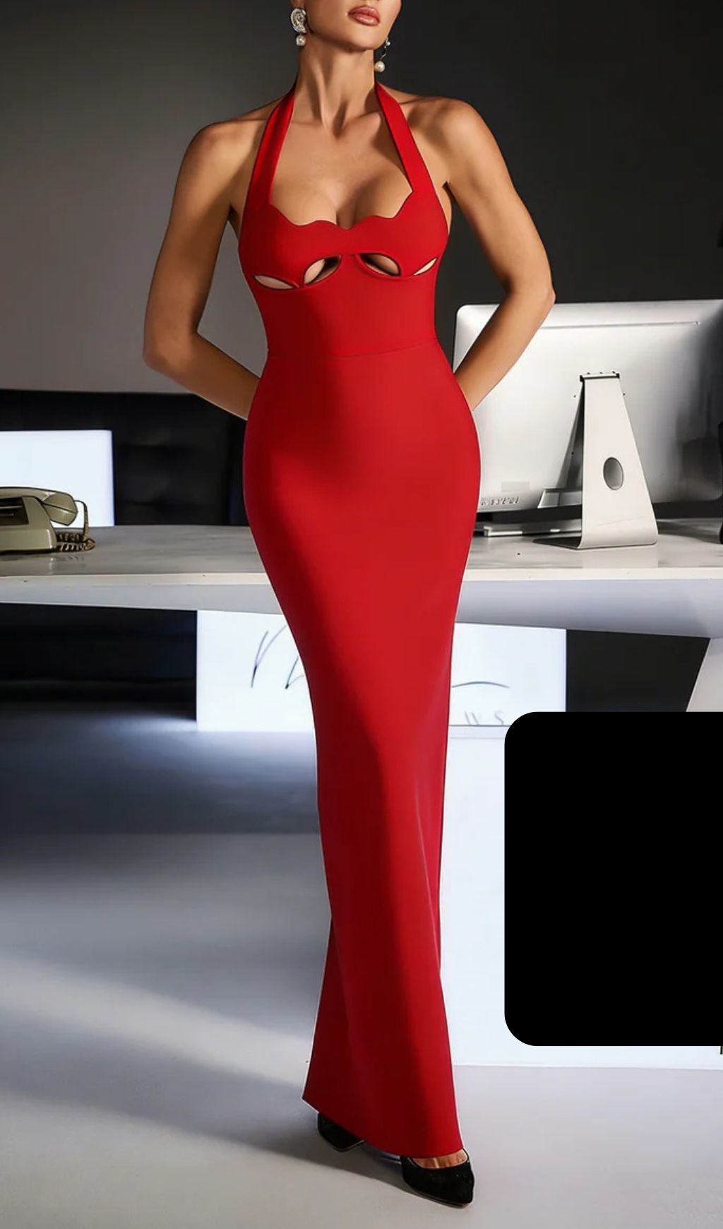 c09560bcfb837c26837d178d4c37295b.jpg Fashionslee Women Ferid Halterneck Cutout Bandage Maxi Dress In Red