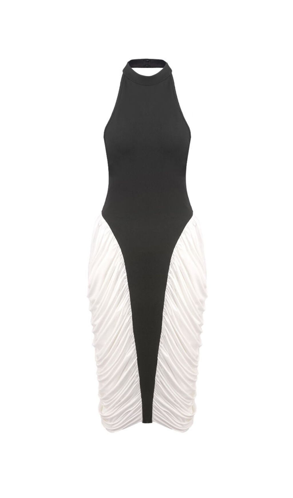 VIRAL RUCHED HALTER BODYCON MIDI DRESS - OWNCI VIRAL RUCHED HALTER BODYCON MIDI DRESS - OWNCI