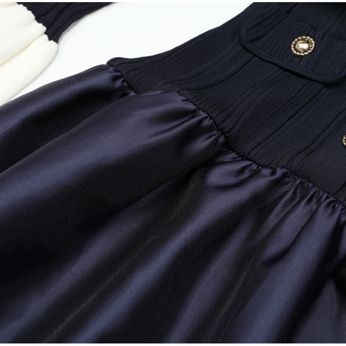 Fashionslee Women Kawena Navy Knit Long Sleeve Midi Dress