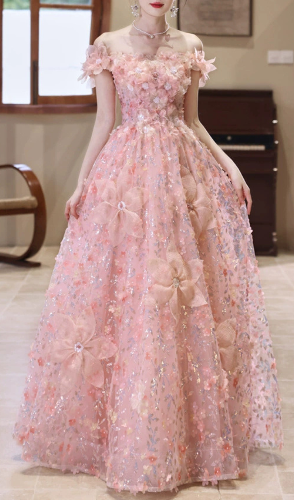 c0bb905bcd3b8b2cf27a2b70197f805c.png Fashionslee Women Harmony Pink Flower Sequin Maxi Dress